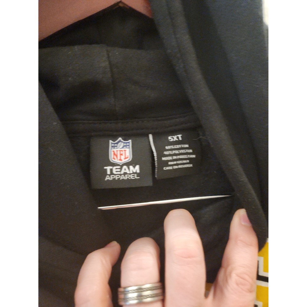 NFL Team Apparel Pittsburgh Steelers Hoodie Mens 5XT Black Gold Athletic Gym Fan - Picture 2 of 4